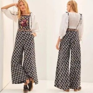 NWT Anthropologie Embroidered Wide-leg Jumpsuit